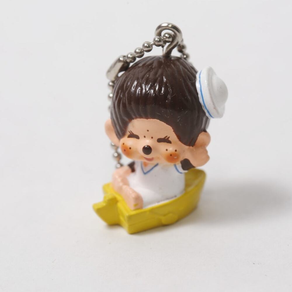 1979 Sekiguchi Monchhichi Row Boat Sailor Keychain Mini Charm ~ 260826-WH 1252